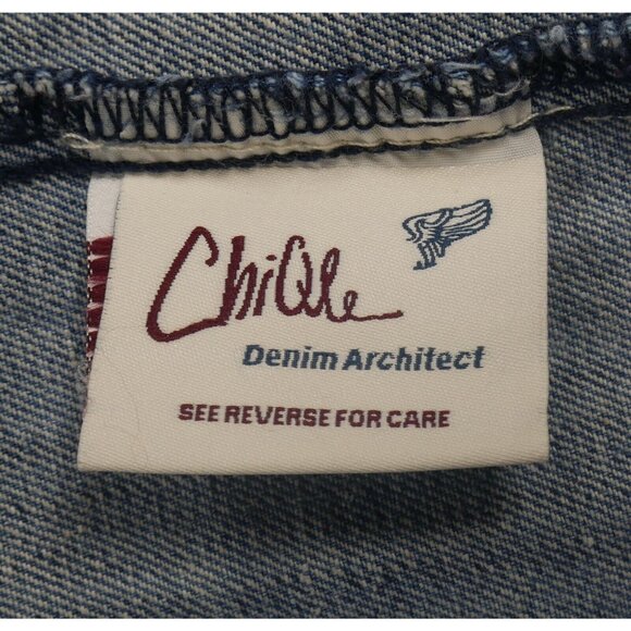 Trucker Denim Punk Vest Distressed w Chains ChiQle Denim Architect Womens Medium - Picture 6 of 9